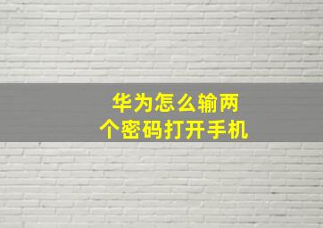 华为怎么输两个密码打开手机