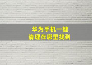 华为手机一键清理在哪里找到