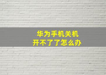 华为手机关机开不了了怎么办