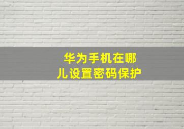 华为手机在哪儿设置密码保护