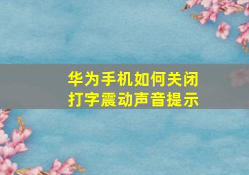 华为手机如何关闭打字震动声音提示