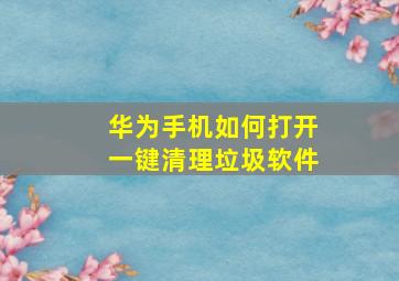 华为手机如何打开一键清理垃圾软件