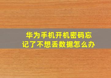 华为手机开机密码忘记了不想丢数据怎么办