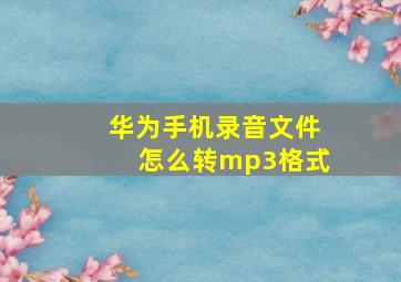 华为手机录音文件怎么转mp3格式