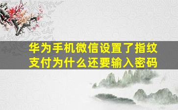 华为手机微信设置了指纹支付为什么还要输入密码