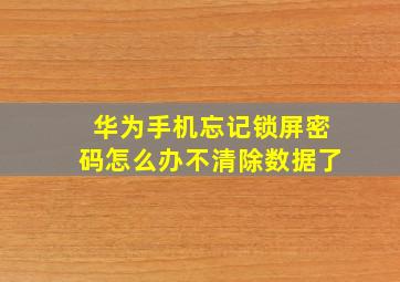 华为手机忘记锁屏密码怎么办不清除数据了