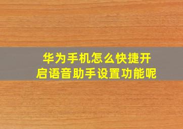 华为手机怎么快捷开启语音助手设置功能呢