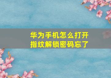 华为手机怎么打开指纹解锁密码忘了