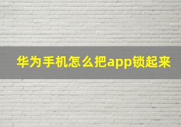 华为手机怎么把app锁起来