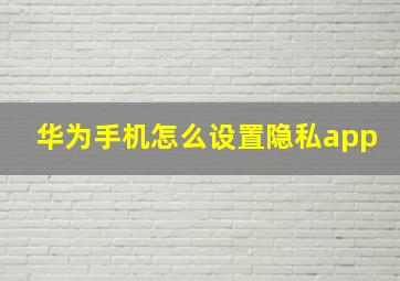 华为手机怎么设置隐私app