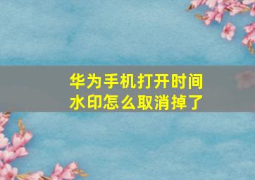 华为手机打开时间水印怎么取消掉了