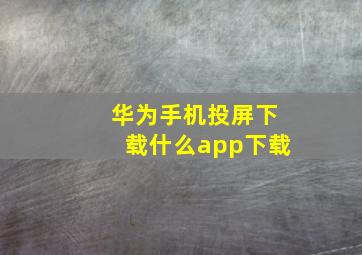 华为手机投屏下载什么app下载