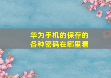 华为手机的保存的各种密码在哪里看