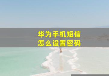 华为手机短信怎么设置密码