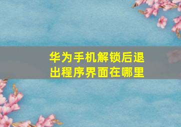 华为手机解锁后退出程序界面在哪里