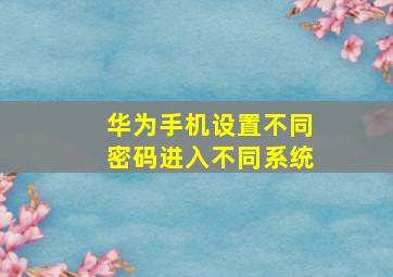 华为手机设置不同密码进入不同系统