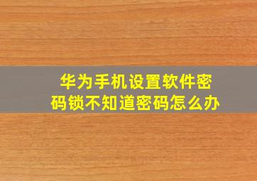 华为手机设置软件密码锁不知道密码怎么办