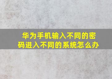 华为手机输入不同的密码进入不同的系统怎么办