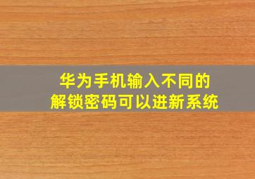 华为手机输入不同的解锁密码可以进新系统