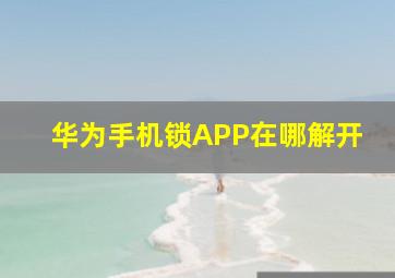 华为手机锁APP在哪解开