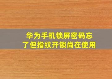 华为手机锁屏密码忘了但指纹开锁尚在使用