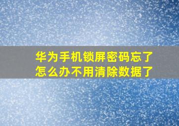 华为手机锁屏密码忘了怎么办不用清除数据了