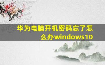 华为电脑开机密码忘了怎么办windows10