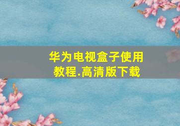 华为电视盒子使用教程.高清版下载