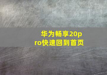 华为畅享20pro快速回到首页