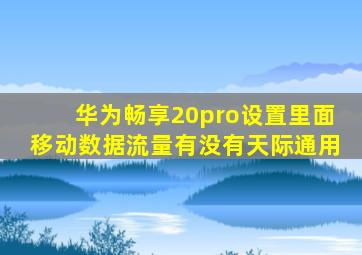 华为畅享20pro设置里面移动数据流量有没有天际通用