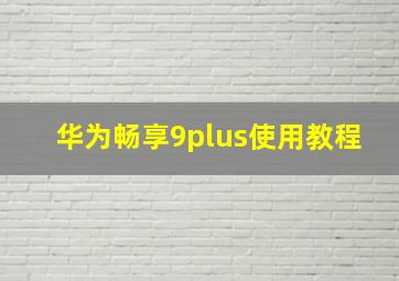 华为畅享9plus使用教程