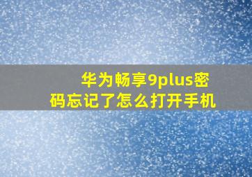 华为畅享9plus密码忘记了怎么打开手机