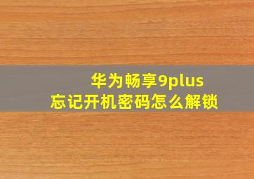 华为畅享9plus忘记开机密码怎么解锁