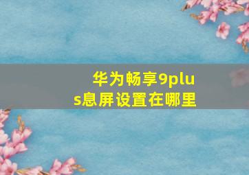 华为畅享9plus息屏设置在哪里