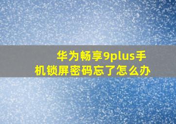 华为畅享9plus手机锁屏密码忘了怎么办