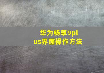 华为畅享9plus界面操作方法