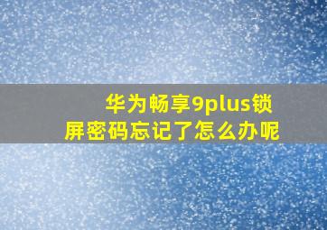 华为畅享9plus锁屏密码忘记了怎么办呢