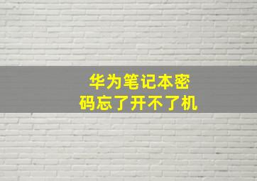 华为笔记本密码忘了开不了机