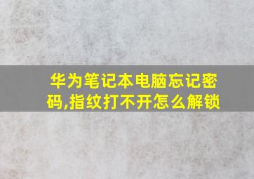 华为笔记本电脑忘记密码,指纹打不开怎么解锁