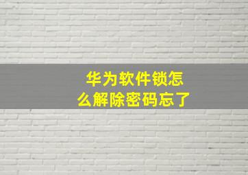 华为软件锁怎么解除密码忘了