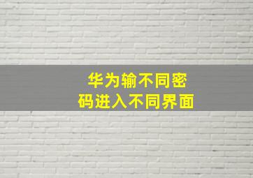 华为输不同密码进入不同界面