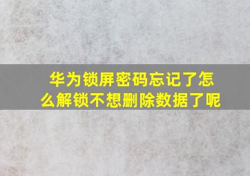 华为锁屏密码忘记了怎么解锁不想删除数据了呢