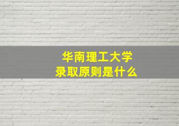 华南理工大学录取原则是什么