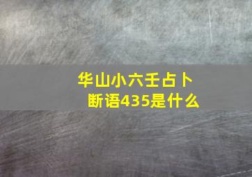 华山小六壬占卜断语435是什么