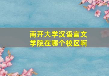 南开大学汉语言文学院在哪个校区啊