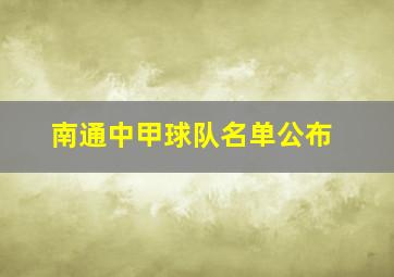 南通中甲球队名单公布