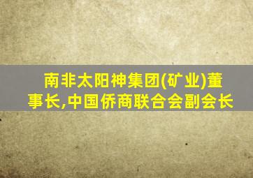 南非太阳神集团(矿业)董事长,中国侨商联合会副会长