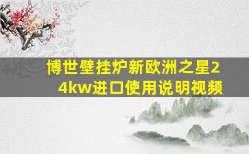 博世壁挂炉新欧洲之星24kw进口使用说明视频