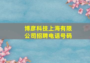 博彦科技上海有限公司招聘电话号码