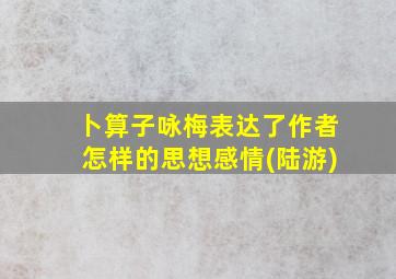 卜算子咏梅表达了作者怎样的思想感情(陆游)